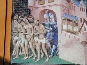 Cathars being expelled from Carcassonne in 1209. Cathars being expelled from Carcassonne in 1209.